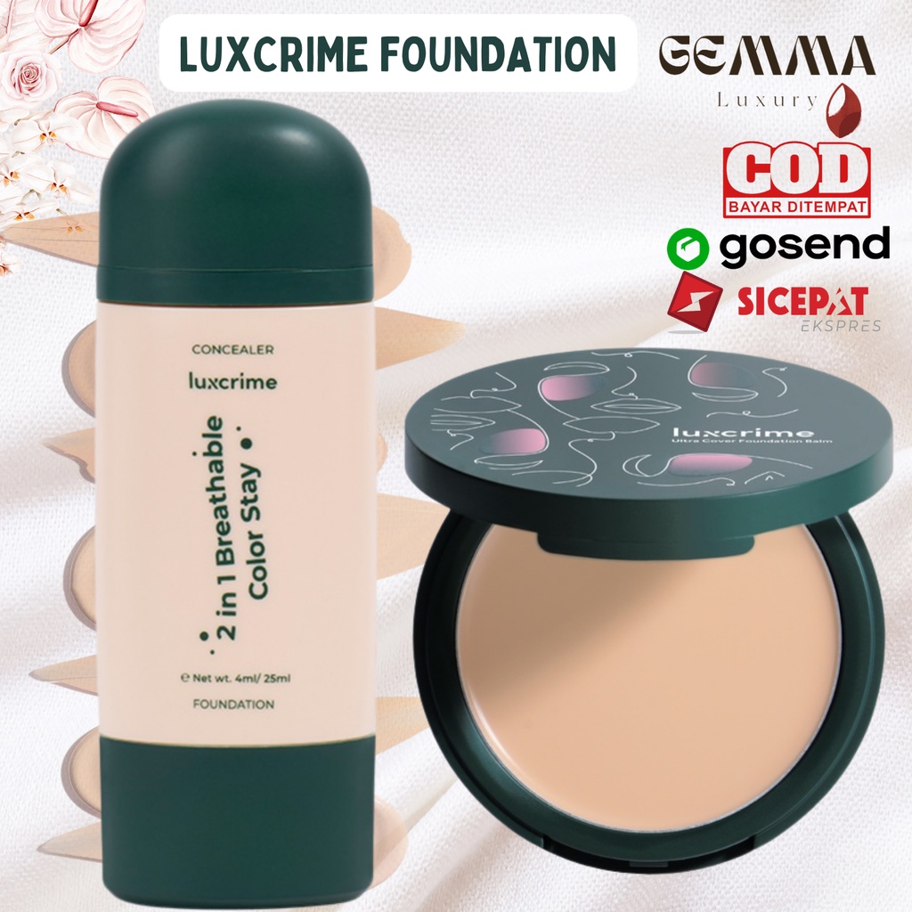 (GOSEND/COD) LUXCRIME ULTRA COVER FOUNDATION BALM - pudding | cheesecake | banana split | pancake | LUXCRIME 2 IN 1 BREATHABLE COLOR STAY FOUNDATION + CONCEALER