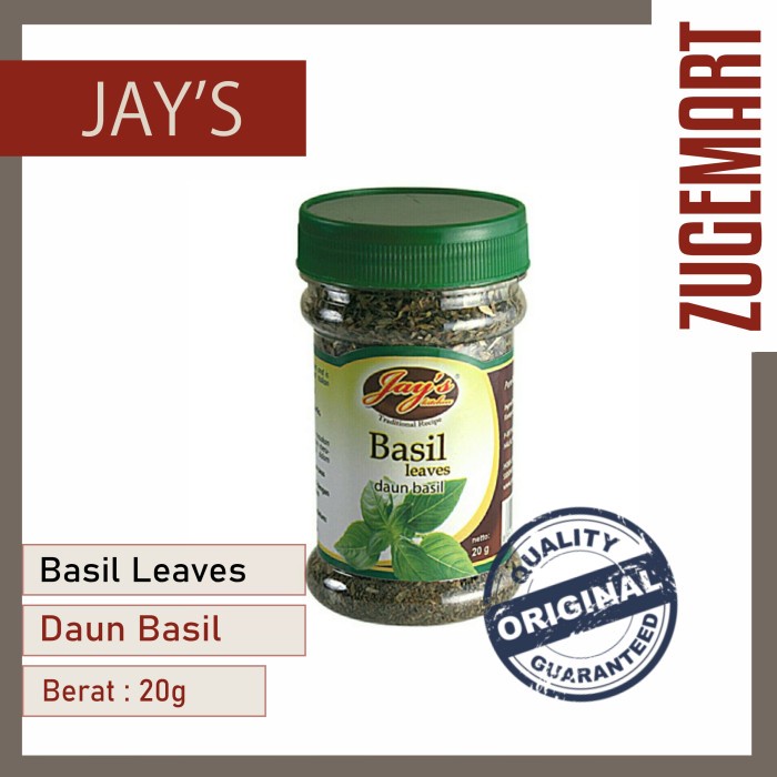 

Jay's Basil Leaves / Daun Basil Kering / Jay Basil / Jay's Basil - 20g