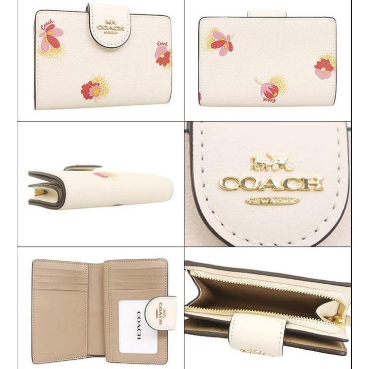 Coach Medium Corner Zip Wallet With Floral Printa (C6439)