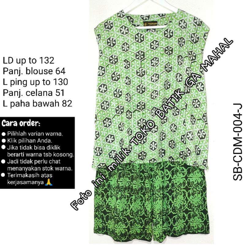Setelan yukensi  tanpa lengan celana pendek JUMBO batik cetakan Seni Budaya handmade