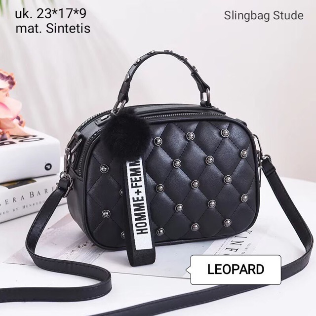 Tas Wanita SLINGBAG FULL STUD Free Pompom L’PARD