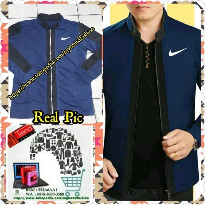 jacket business casual jacket sports Jaket Pria Trend Line NIKE Navy Black 17QBD