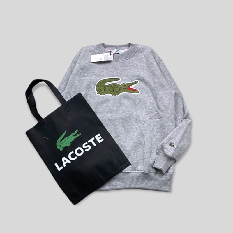 CREWNECK LACOSTE | SWEATER LACOSTE BORDIR FULL TAG LABEL PREMIUM
