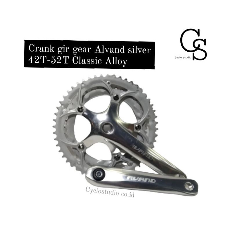 Crank set Avand Silver Double Chainring Arm 170mm BCD 130  Crank sepeda lipat MTB 52T-42T