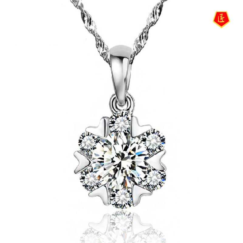 [Ready Stock]Crystal Snowflake Jeweled Pendant Simple All-Match Accessories