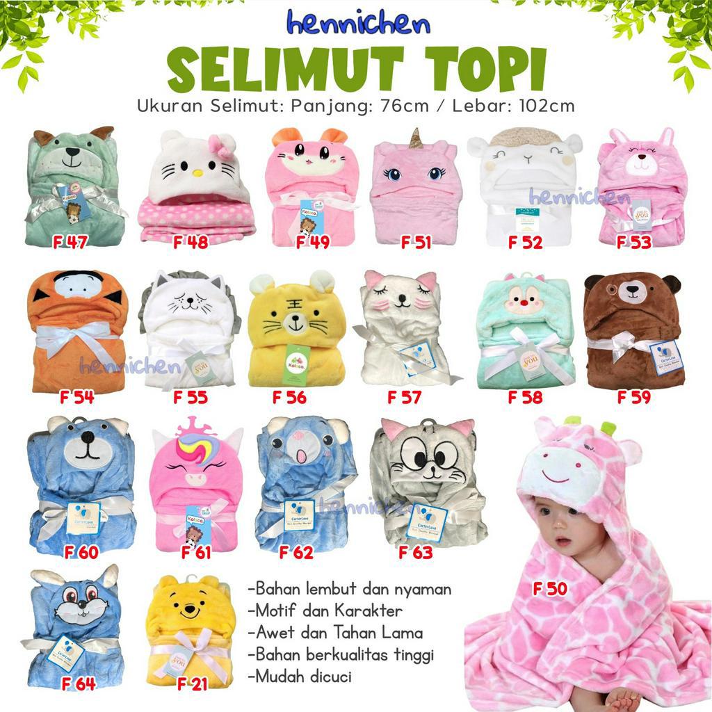 PILIH MOTIF Selimut Bayi Topi Boneka / Selimut bayi topi KARAKTER fleece / selimut bayi topi boneka 3D Just To You/ Kolako RANDOM LUCU