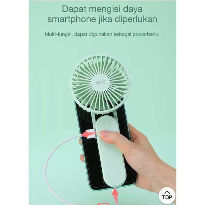 Robot Mini Fan Portable RT-BF11 Kipas Angin Mini Foldable 2000mah ORIGINAL WARNA HIJAU