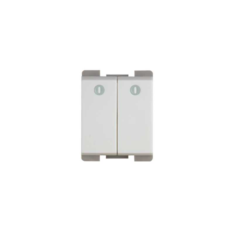 CASA 118 K51022 - White 1/2 Device 2 Way Double Switch Module with Fluorescent Locator