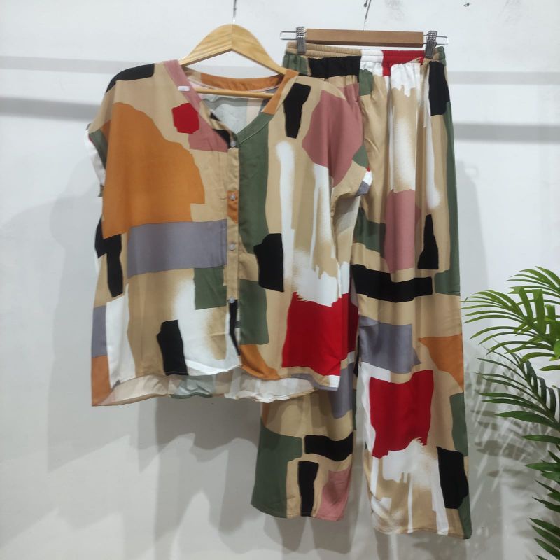 PIYAMA RAYON | PIYAMA VNECK | PIYAMA KEKINIAN | BAJU RUMAHAN-KCPD AE