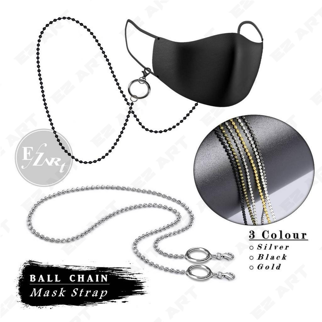 BALL CHAIN MASK STRAP - KALUNG MASKER RANTAI BIJI LADA KPOP KOREA PRIA WANITA GOLD HITAM SILVER