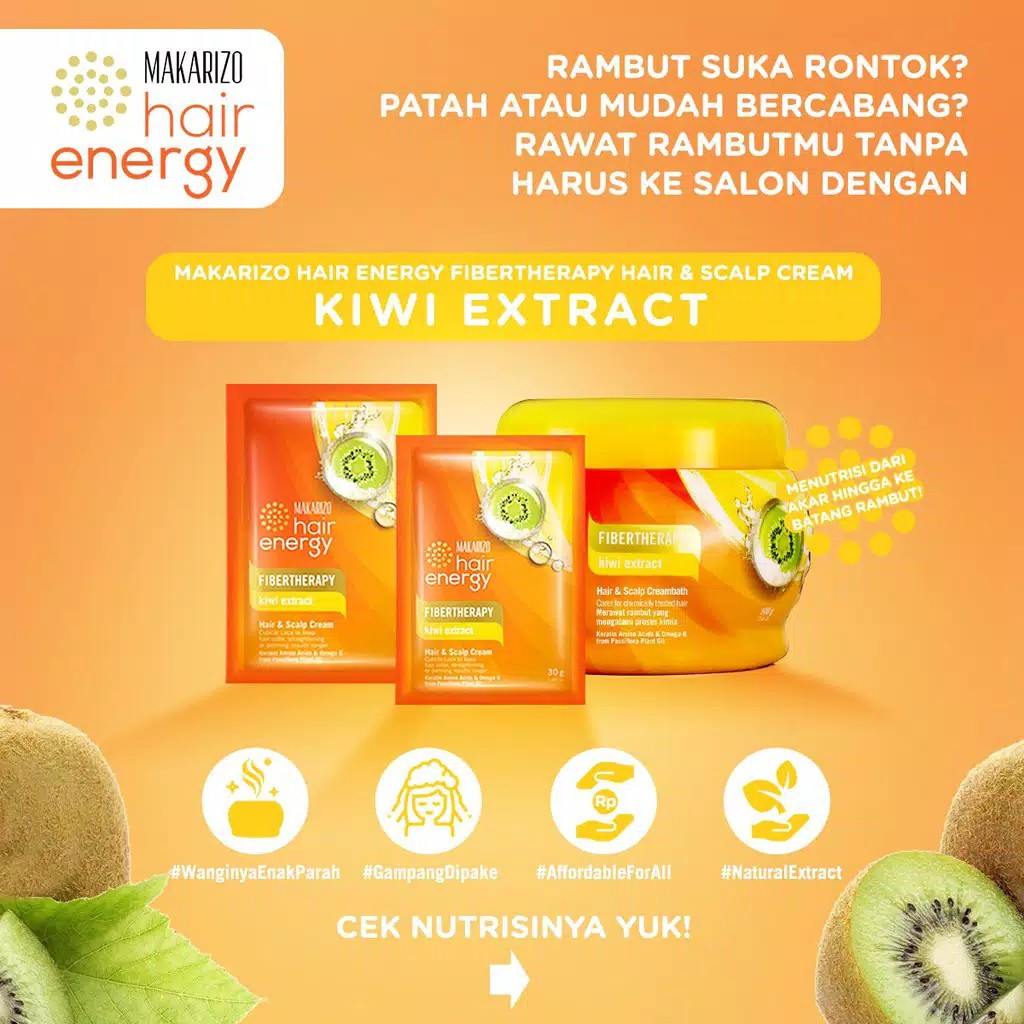 Makarizo Hair Energy Fibertherapy Hair &amp; Scalp Creambath Kiwi 500gr