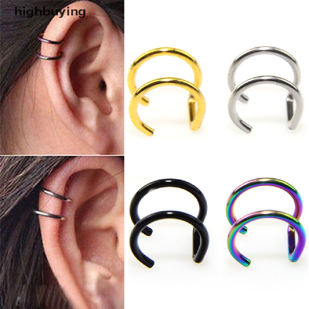 Hbid 2PCS Anting Klip Hidung / Bibir / Telinga Tanpa Tindik Bentuk U Untuk Pria / Wanita