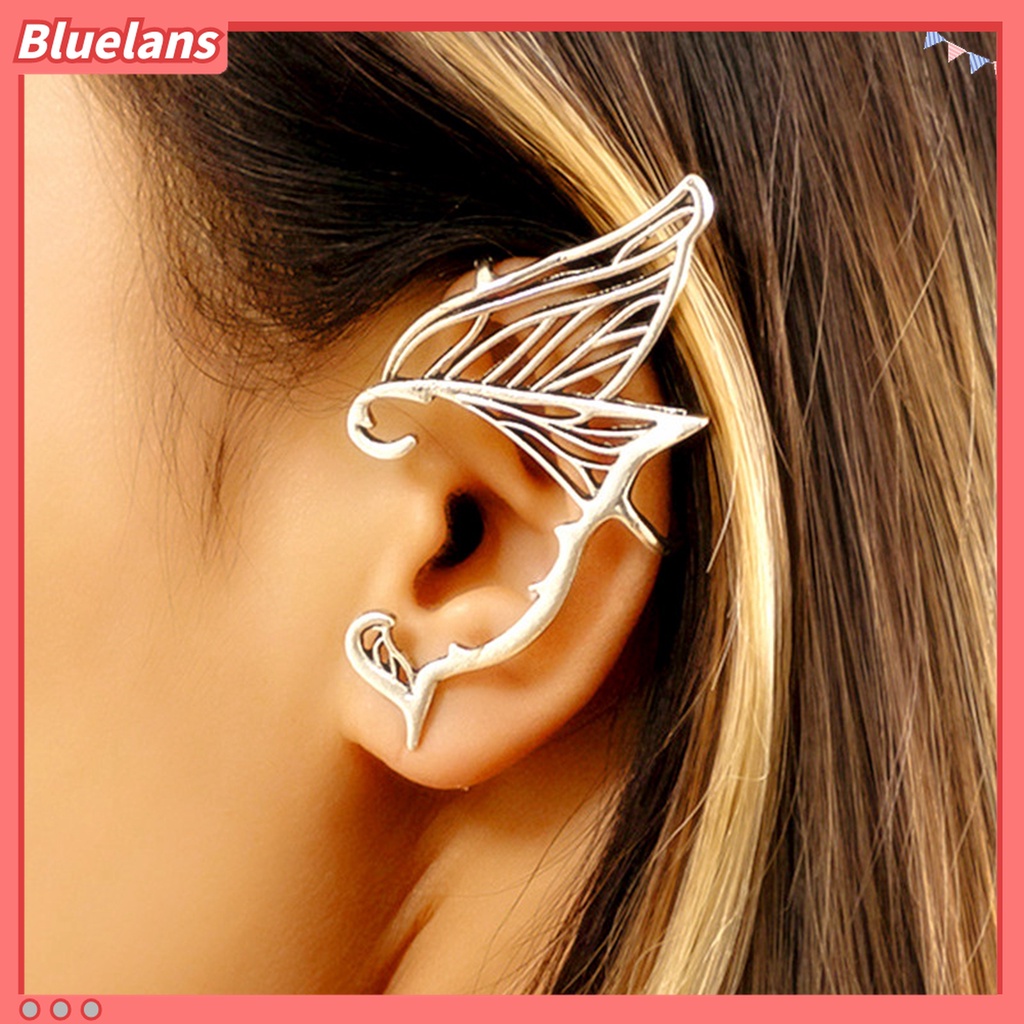 1 Pc Anting Klip Bentuk Sayap Peri Naga Bahan Alloy Metal Gaya Vintage Untuk Hadiah