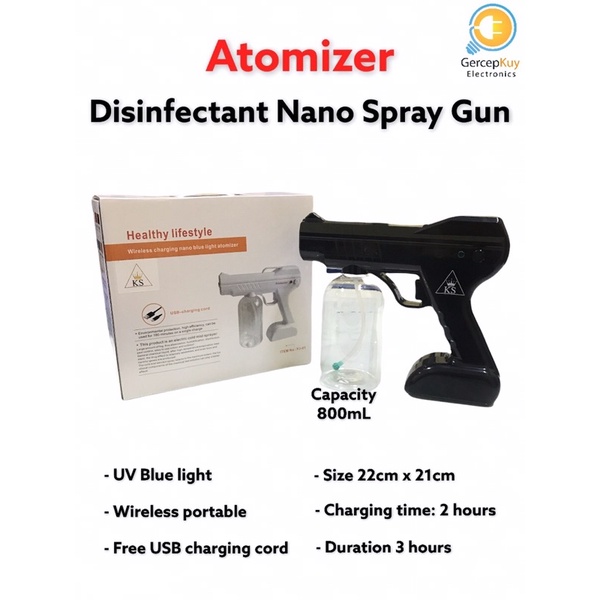 Disinfectant Nano Spray Gun Portable Wireless UV Blue Light Atomizer