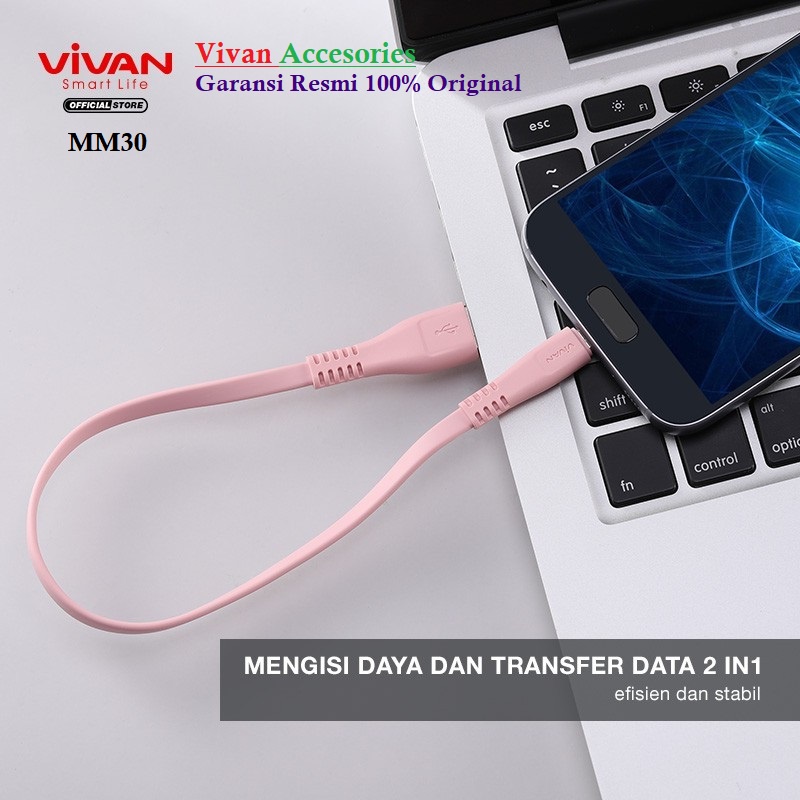 Vivan MM30 2.4A 30cm Micro data Cable colorful