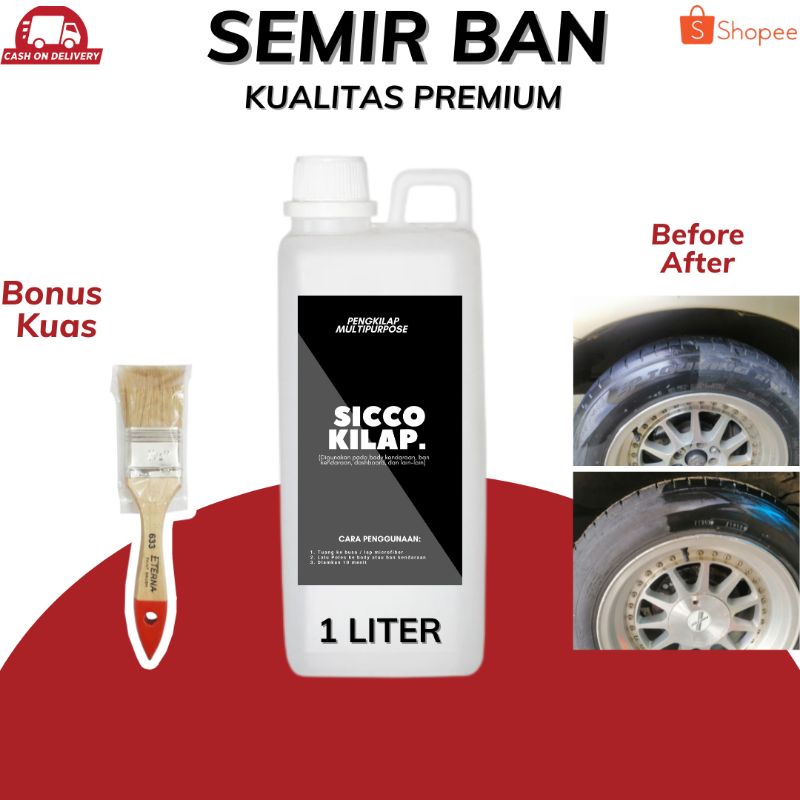 Semir Ban / Pengkilap Ban / Kit Ban Motor dan Mobil 1 Liter Hitam Wet Look