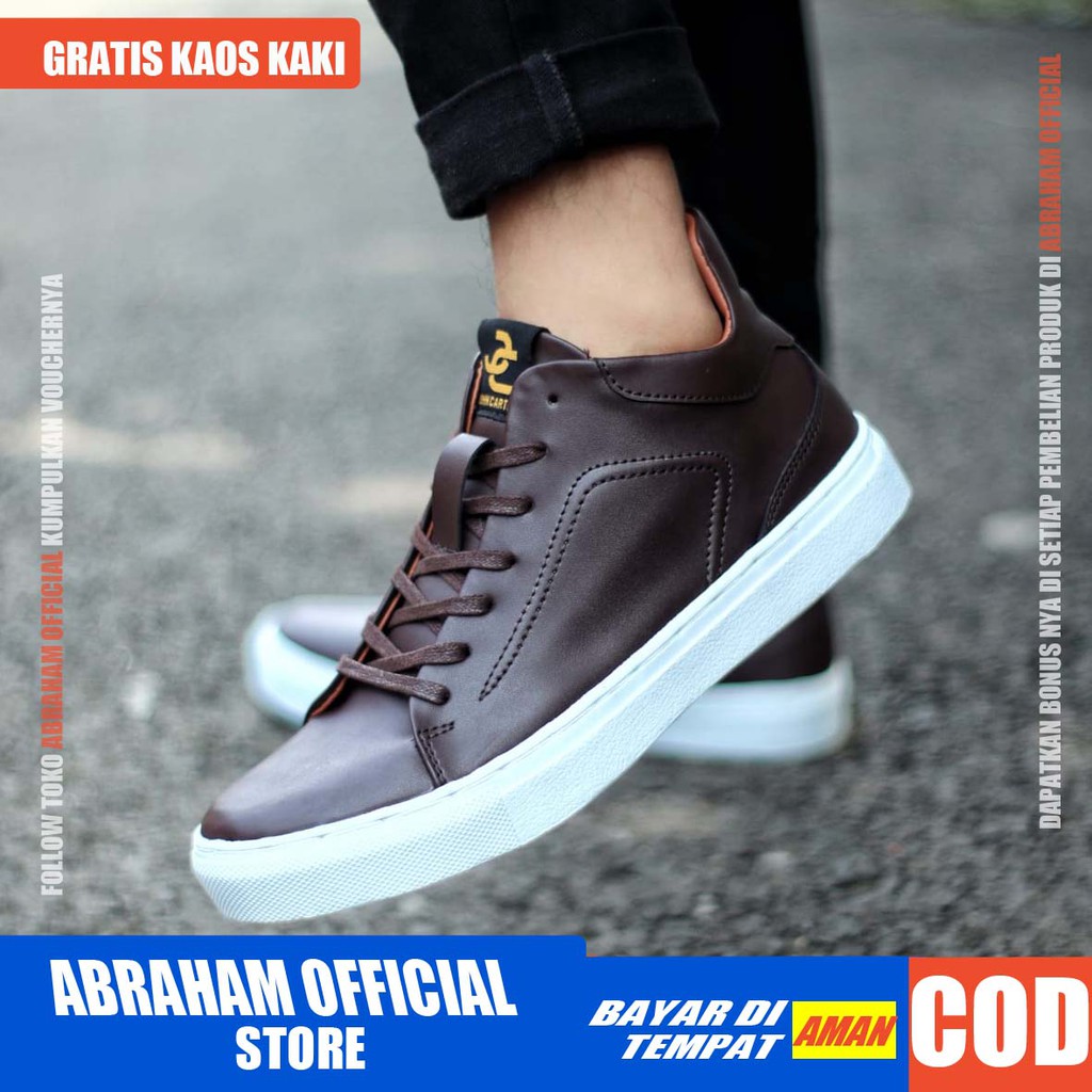 ABRHM x JHONB Sepatu Kasual Pria Sepatu Pria Casual Kulit Pu Sepatu Cowok/Cowo Ori Casual Sepatu Kerja Kantor Semi Formal Kuliah Kondangan Gaya keren Kekinian Murah Terlaris