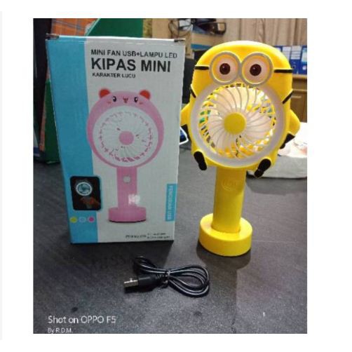 KIPAS ANGIN MINI PORTABLE LAMPU LED KARAKTER