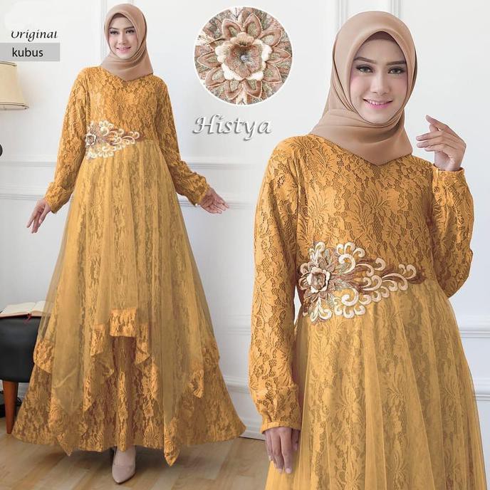 Baru Gamis Pesta Mewah Histya / Baju Pesta Wisuda / Dress Maxi Wanita Magnitudo2020