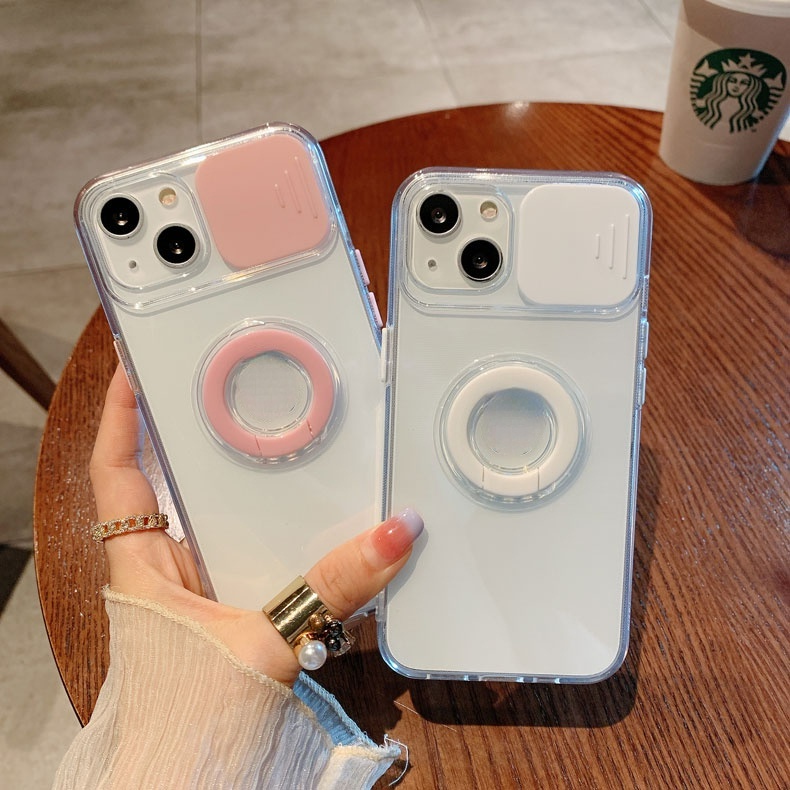 TPU Transparan Case for iPhone 14 Pro Max 13 12 11 pro max X / Xs max 7 / 8 / Se 2020 7plus / 8plus Full Cover Dengan Ring holder