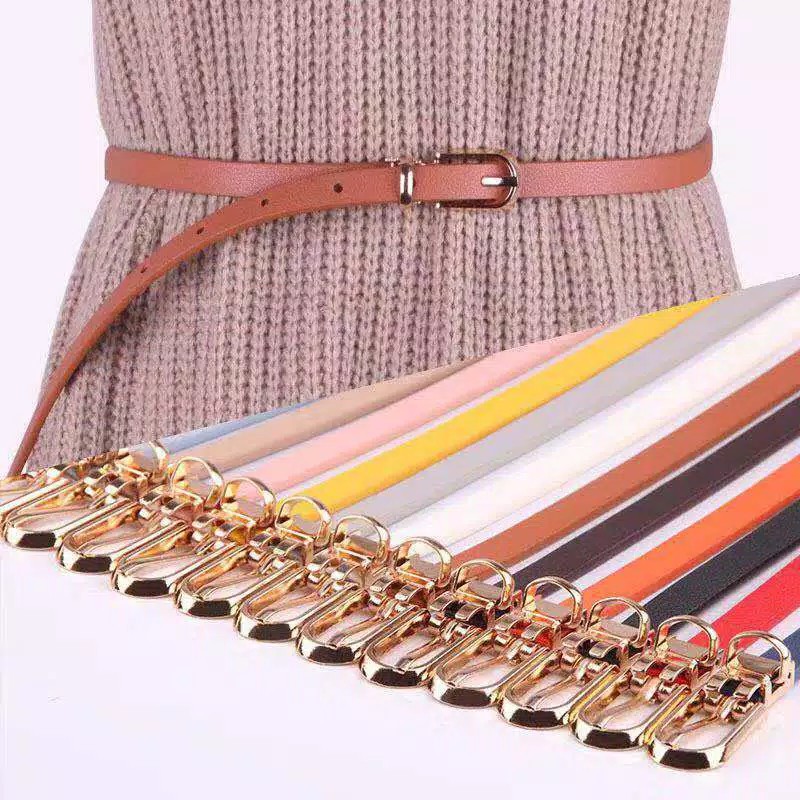 Ikat Pinggang Wanita Bahan Kulit Metal Belt Dengan Buckle / Aksesoris Wanita