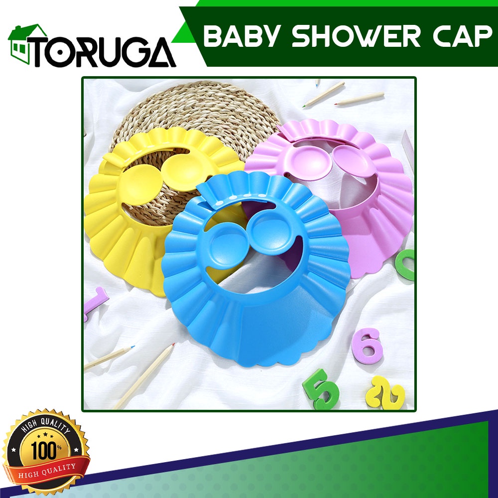 Baby Shower Cap Topi Keramas Anak Bayi Mandi Penutup Pelindung Telinga Mata Shower Hat