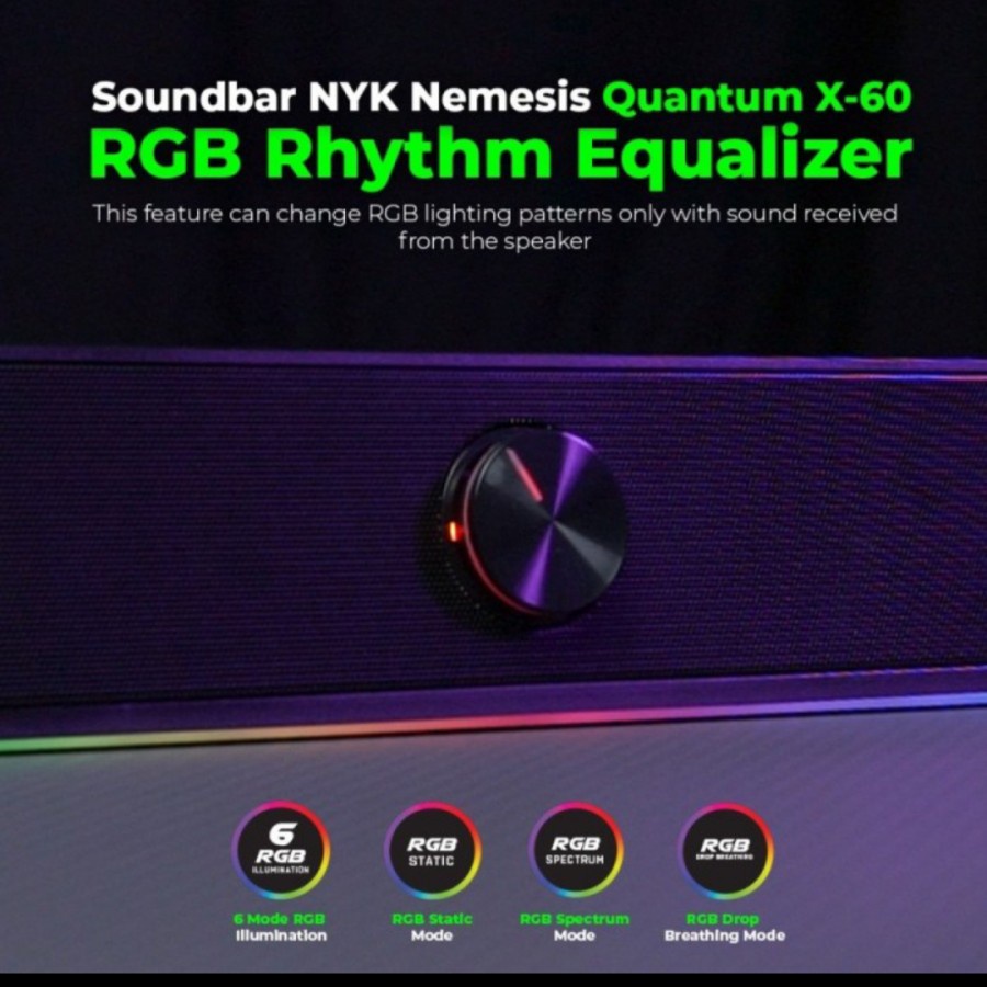 Speaker Gaming Stereo Sounbar Gaming RGB NYK X60 Quantum