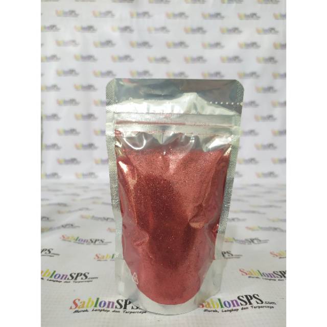 BUBUK GLITER MERAH CABE RED GLITTER POWDER 100gr ZIP LOCK