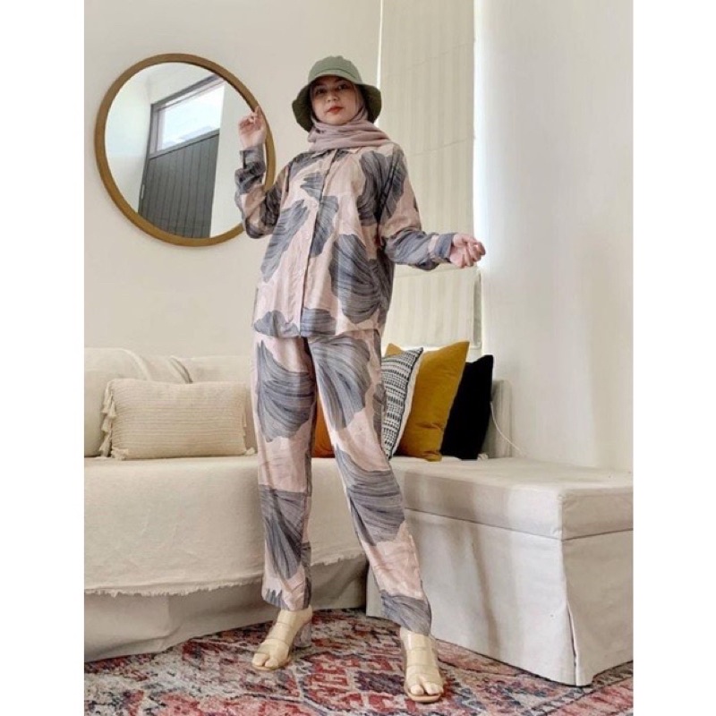 ONE SET RAYON PREMIUM / SETELAN RAYON DAILY ONE SET BAJU SETELAN WANITA-CREAMY ONE SET