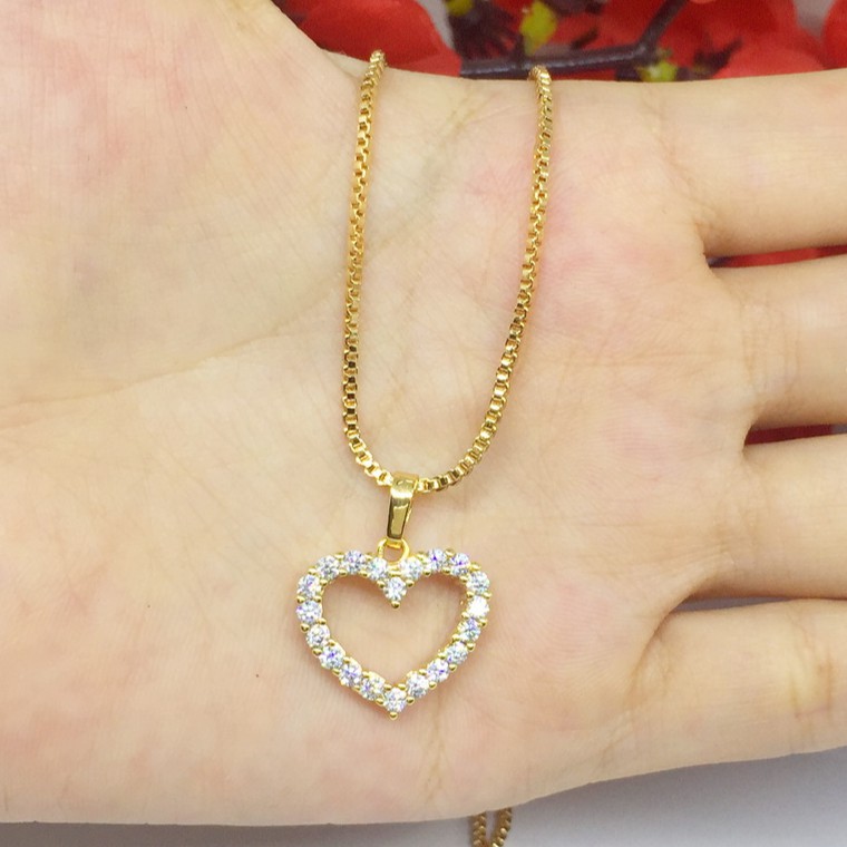 Kalung Bunga Love Heart Batu Putih Xuping Lapis Emas Gold - BN237