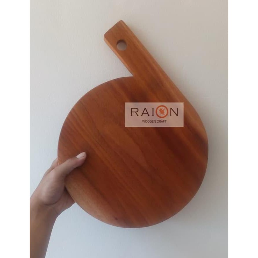  Talenan Kayu Mahoni  Tatakan Pizza Piring Pizza D 25Cm 