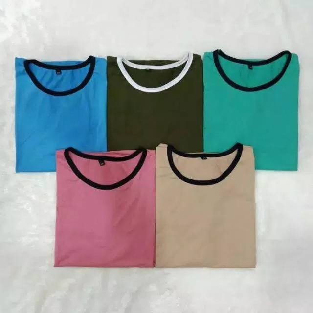 [13warna] Kaos ringer tee / kaos wanita / t-shirt