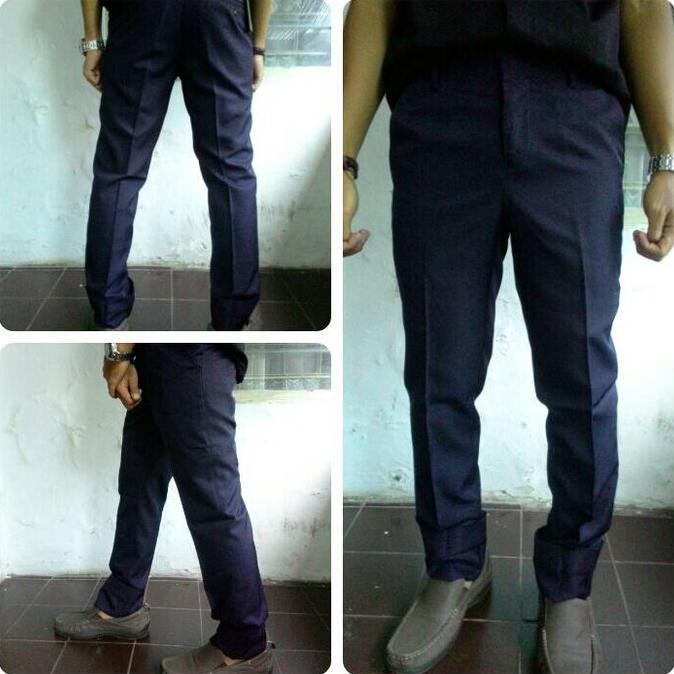 Celana Bahan Pria Formal Slim Fit Biru Dongker (27-38)