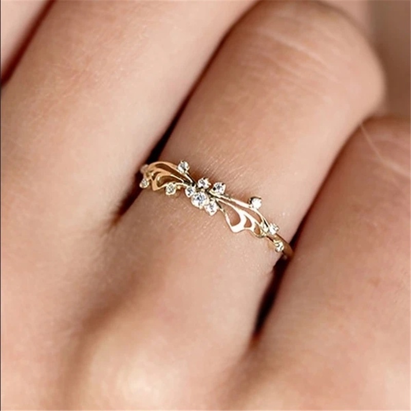 Cincin Kawin Wanita Sayap Kupu Kupu Sederhana Fashion Korea