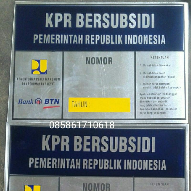 no rumah kpr bersubsid