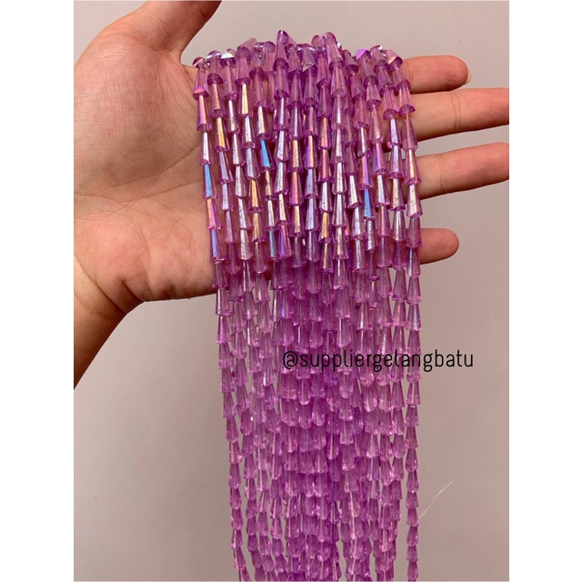 kristal terompet 12 x 8mm PURPLE UNGU PREMIUM kuarsa kalung gelang