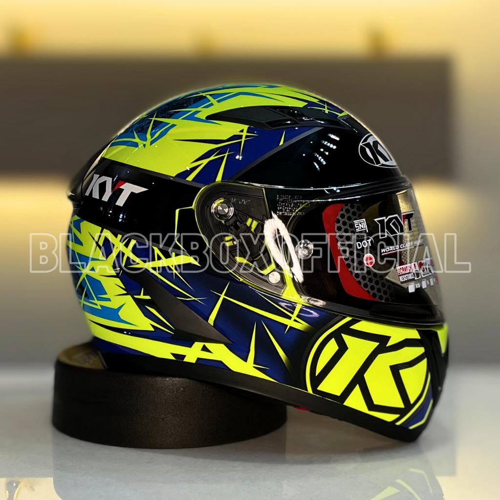 KYT Falcon FR Spike Yellow Fluo Blue/Full Face/Helm KYT