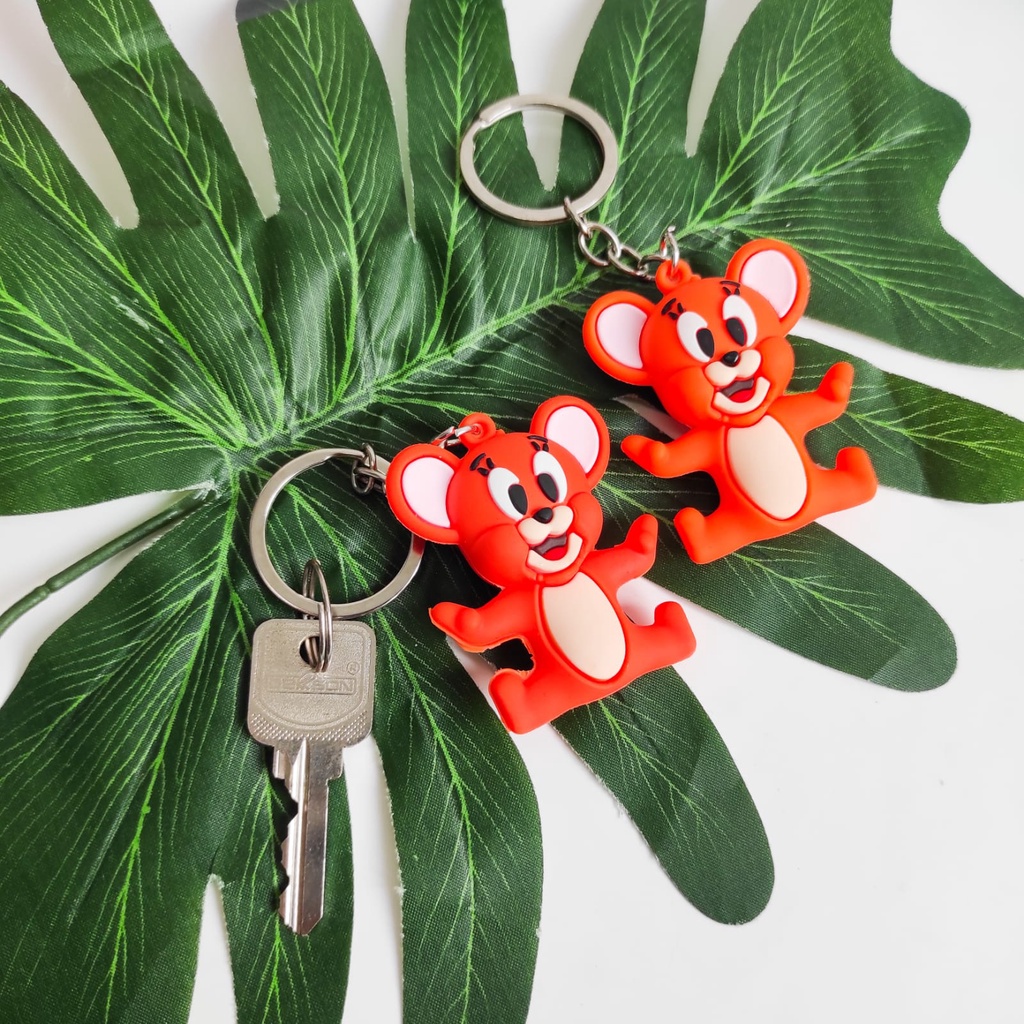 GANTUNGAN KUNCI KARET BENTUK TOM &amp; JERRY KARTUN ANAK RUBBER KEYCHAIN LUCU