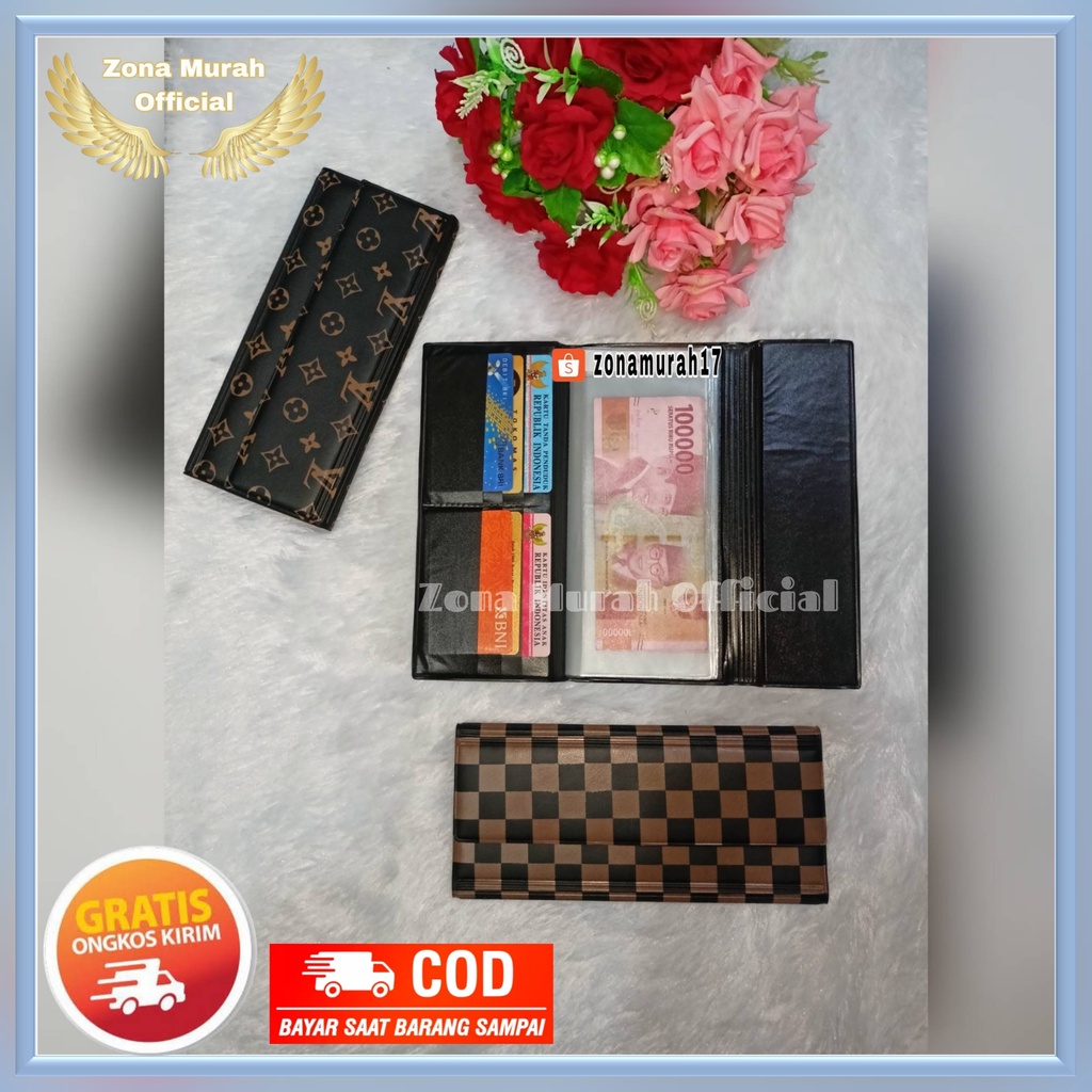 Dompet Disiplin Anggaran Keuangan Bulanan Wallet Organizer Kartu Motif Catur LV Mono Damier Dompet P