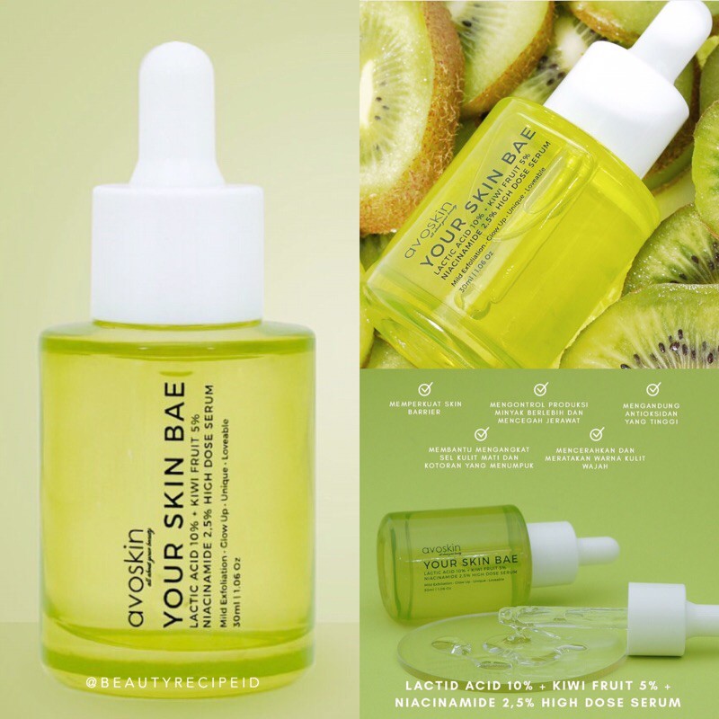 Jual AVOSKIN YOUR SKIN BAE LACTIC ACID 10 + KIWI FRUIT 5 + NIACINAMIDE 2,5 HIGH DOSE SERUM