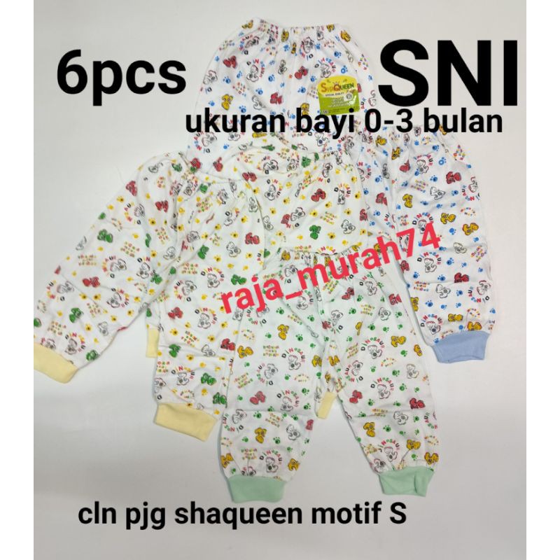 6 pcs celana panjang new newbon sn motif ukuran s