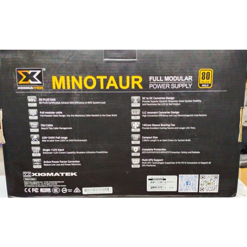 POWER SUPPLY XIGMATEK MINOTAUR 850 WATT 80 PLUS GOLD FULL MODULAR BOX