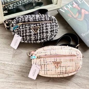 E68M [QBAG_STOREIMPORT] TAS WANITA GU3SS BAGWAIST BAG  TAS PINGGANG TAS DADA CESSILY TWEED RAJUT IMP