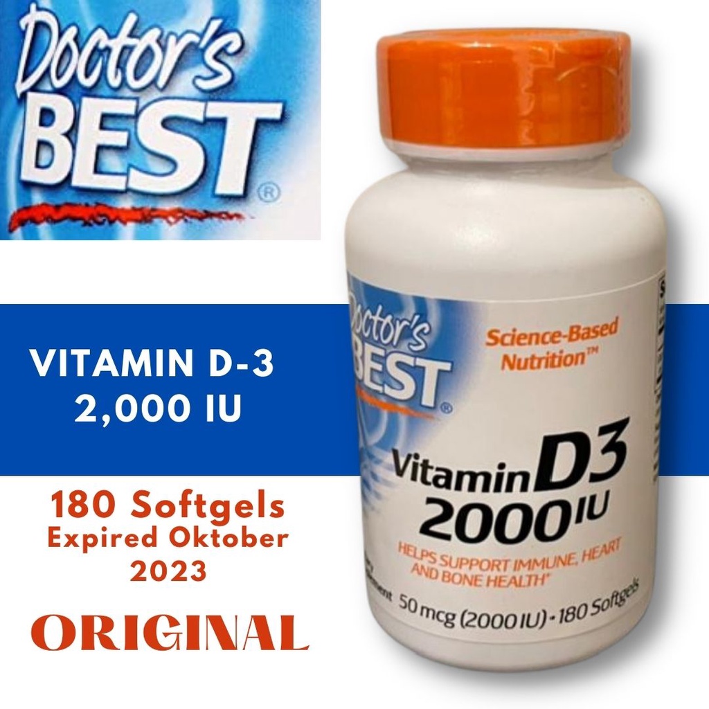 Doctors Best Doctor's Best Vitamin Vit D 3 D3 5000iu 180 softgels Doctor Best Stock Terbaru