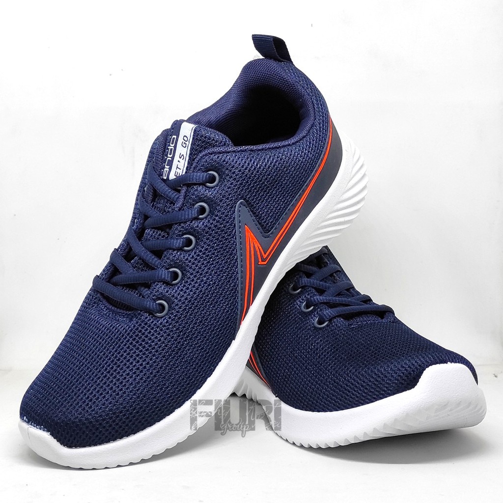 FIURI - Ando Original - BOAZ 39-43 Navy - Sepatu Kets Pria - Sepatu Sneakers Pria - Sepatu Olahraga Sport Pria - Sepatu Casual - Sepatu Jogging Lari Fitness Gym Senam Pria - Sepatu Sekolah Bertali SD SMP SMA - Fiuri