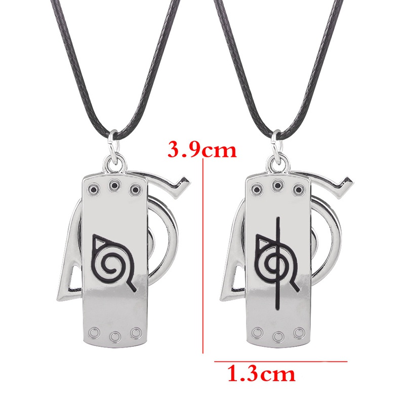 [Bisa COD] Kalung Rantai Liontin Logo Naruto / Dua Gantungan Naruto Warna Silver untuk Wanita/ Pria