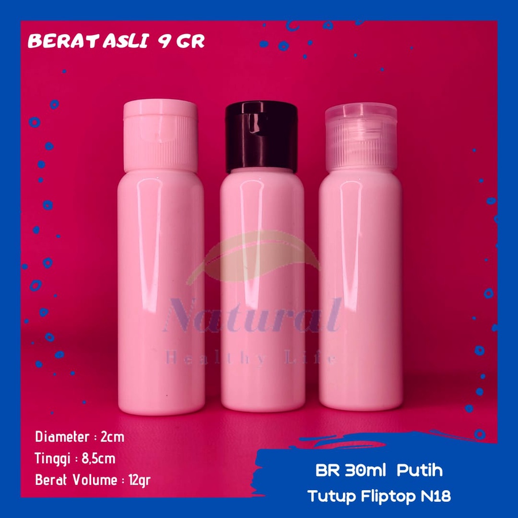 Botol 30ml  Putih TUTUP FLIPTOP Neck 18 Bahan PET