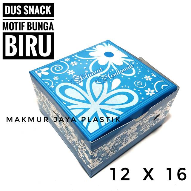 

[ FANCY 12 X 16 - 100 PC ] KOTAK DUS SNACK MOTIF BUNGA BIRU UKURAN 12 X 16