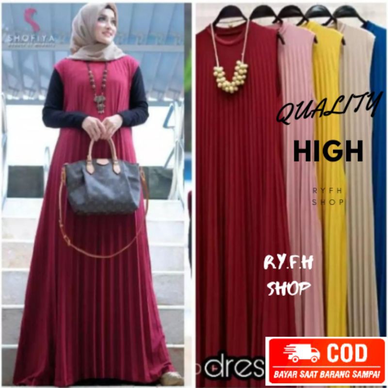 [ BISA COD ] GAMIS SELEVELEES LONGDRES JUMBO MAYUNG PLISKET PREMIUM TANPA LENGAN MURAH