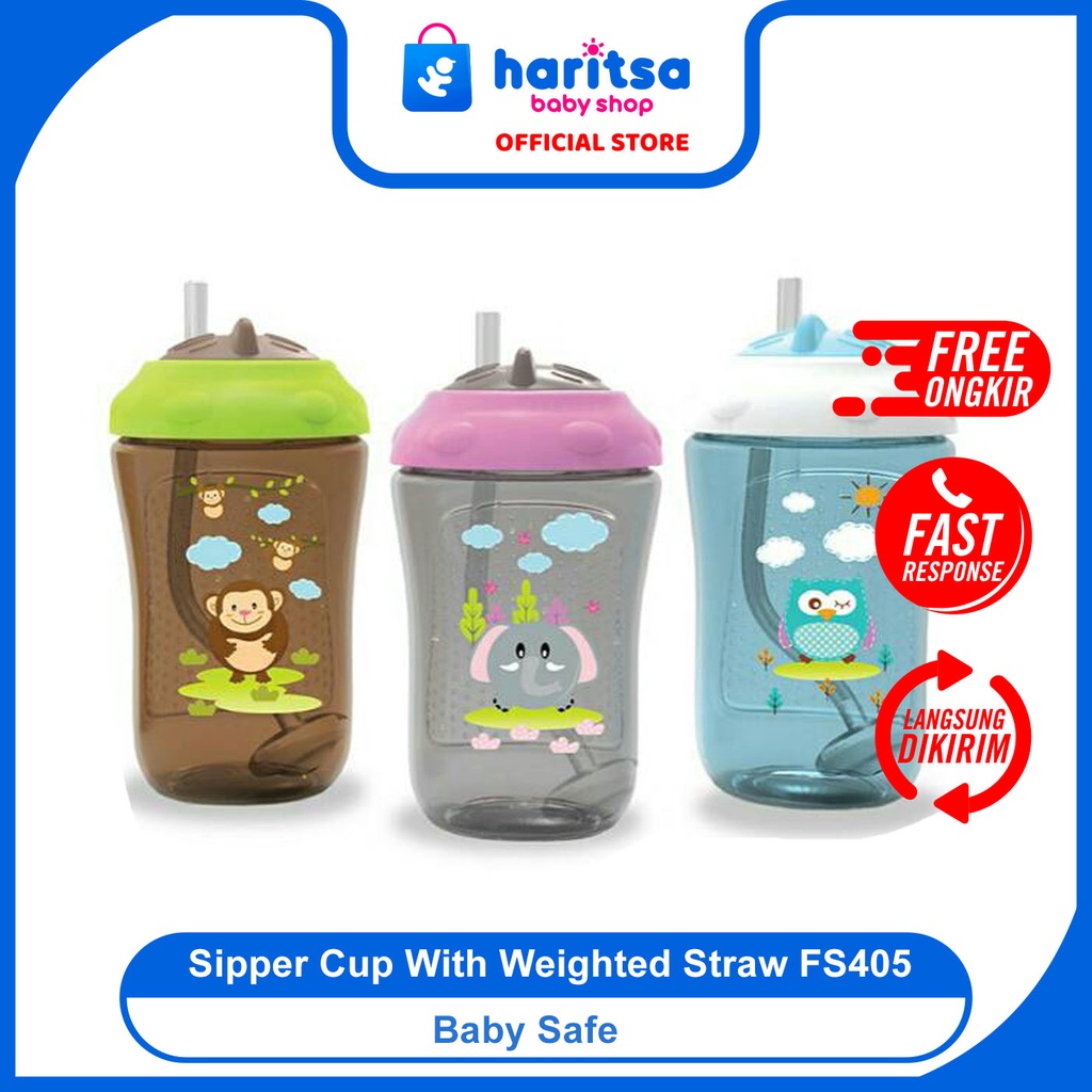 Baby Safe Sipper Cup With Weighted Straw FS405 Blue Botol Minum